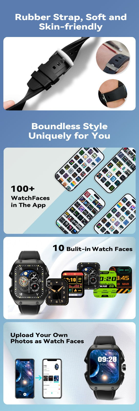 Rugged sports smart watch 1.91 inch 520mAH multi-scene sports mode_3